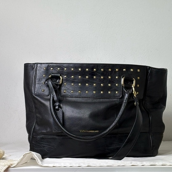 TIGNANELLO Black Leather Studded Tote Bag - Picture 3 of 16